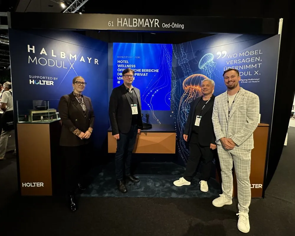 Das Messeteam - links Chantal Drechsler & Reinhard Wiedner der Firma HOLTER, rechts Wolfgang Halbmayr & Fabian Halbmayr